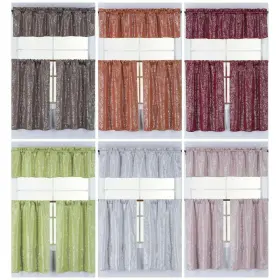 Kashi Home 815634073982 3 Pc Sabrina Kitchen Curtain Set Decorative Blackout Printed