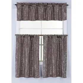 Kashi Home 815634074002 3 Pc Sabrina Kitchen Curtain Set Decorative Blackout Printed Foil Window Panels