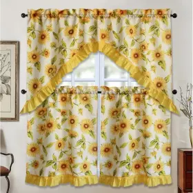 Kashi Home 815634090255 3 Piece Kitchen Curtain Rod Pocket Decorative Window