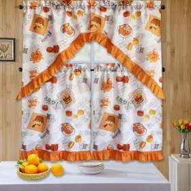 Kashi Home 815634098886 3 Piece Kitchen Curtain Rod Pocket Decorative Window Treatment Valance And Swag