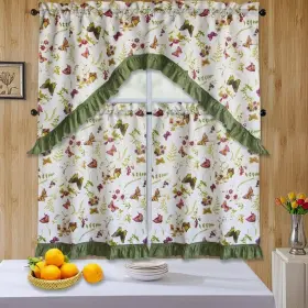 Kashi Home 815634098893 3 Piece Kitchen Curtain Rod Pocket Decorative Window