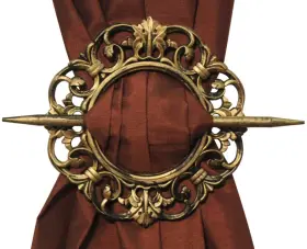 K-hb021662-g Kashi Home Curtains Holdbacks - Antique Decorative Curtain Holdback Set Of 2 Window Pa
