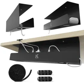 Kasolution 860002835754 2 Pack Cable Management Tray 16.5 Inch Under Desk Organizer F