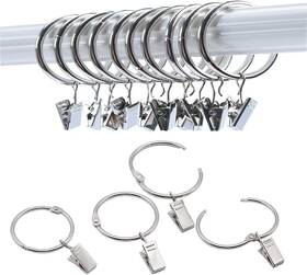 Kclongvs 445035316376 40 Pack Openable Curtain Rings With Clips Metal Hangers Ring Drapery Hook