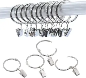 Kclongvs 445035316376 40 Pack Openable Curtain Rings With Clips Metal Hangers Ring Drapery Hook
