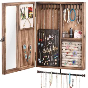 B07wdp4z5h Keebofly Wall Mounted Jewelry Organizer Box Rustic Wood Large Space C