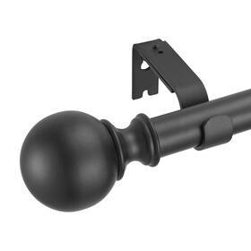 Kemmie 791785862562 1 Inch Classic Window Curtain Rod With Round Finials 72-144 Matted Black