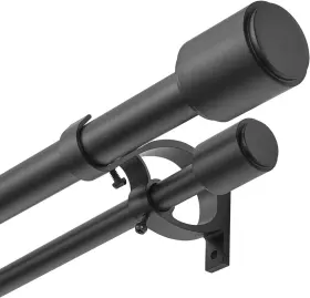 72-144 Kemmie Ke-050 1 Inch Window Treatment Curtain Rod With Cylindrical Cap Matted Black