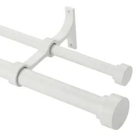 Ke-108 Kemmie Heavy Duty Double Curtain Rods With Cylindrical Cap Finials - 72 To 144ft Tele