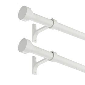 Kemmie Ke-111 2 Pack Heavy Duty 1 Inch Diameter Single Curtain Rods 36-72 Adjustable Wi
