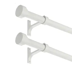 Ke-111 Kemmie 2 Pack Heavy Duty 1 Inch Diameter Single Curtain Rods 36-72 Adjustable Wi