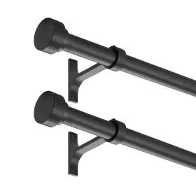 72-144 Kemmie Ke-113 2 Pack Heavy Duty 1 Inch Diameter Single Curtain Rods Adjustable W