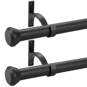 72-144 Kemmie Ke-216 2 Pack Telescoping Curtain Rods 1inch Diameter Drapery Inch Frosted Black