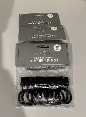 9644 Kennedy Home Collection Decorative Drapery Rings Black 10 Per Pack 3-pack Details