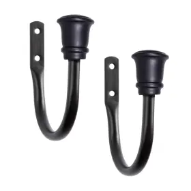 Kenney 042437030809 Trumpet Holdbacks For Curtains And Drapes Black 2-pack