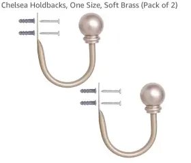 Kenney 042437042697 Chelsea Decorative Ball Holdbacks Soft Brass Set Of 2