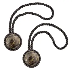 Kn99726 Kenney 042437952668 Round Faux-marble Magnetic Rope Tiebacks For Curtains And Drapes 2-p