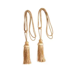 Kenney 042437952699 Rope With Tassel Curtain Tiebacks Set Of 2 Gold