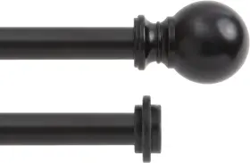 Kn75918 Kenney 75918 Ball End Standard Decorative Window Double Curtain Matte Black