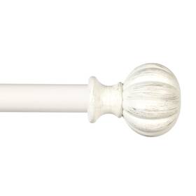 Kenney Kn71604 Rachel Fluted Ball Window Curtain Rod 28-48 Inch Antique White