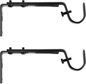 Kn85290 Kenney Adjustable Curtain Rod Brackets Black 2-pack