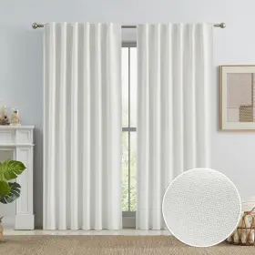 Natural-50x84 Keqiaosuocai Natural Faux Linen Blackout Farmhouse Curtains For Bedroom 84 Inch