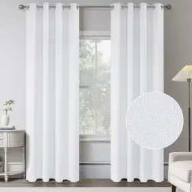 Sc-linen-7-50x90 Keqiaosuocai Pure White 100% Blackout Linen Curtains 90 Inches Long 2 Panels