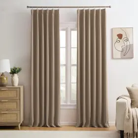 Sc-pp-53capp-40144-2p Keqiaosuocai Cappuccino Blackout Curtains 144 Inches Long 12 Feet Tall Extra Pinch P