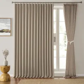 Sc-pp-khaki10084-2p Keqiaosuocai Pinch Pleated Patio Sliding Door Curtains 84 Inch Length Blackout Room Divid