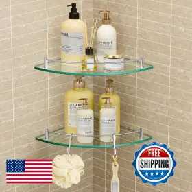 B08kfqf9j9 Kes Glass Corner Shelf For Bathroom 2 Pack Tempered