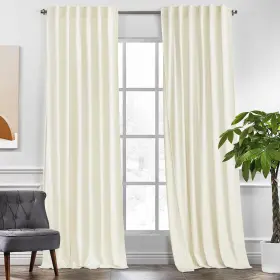 Kguscbr5sd2-5296c11 Kgorge Ivory Velvet Curtains 96 Inches 2 Panels Blackout For