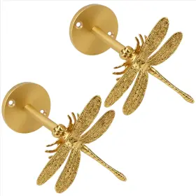 09042025q Kh866 Set Of 2 Dragonfly Curtain Holdbacks Swag Holders For Windows Antique Brass
