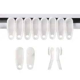 Kilymezh 761062139854 White Traverse Rod Slides Curtain Track Glider Hooks For Curtains 30 Pcs