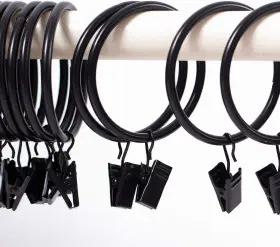 Kinjoek 726084439184 40 Packs 2 Inch Curtain Rings With Clips And Eyelet Interior Diameter R