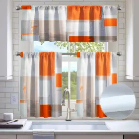 L548dc Kinuuis Orange Brown Blackout Kitchen Window Tier Curtains And Valance Set 52 X 36 I