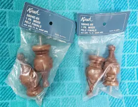 5604e-85 Kirsch 027837218156 2 Pairs New Wood Finials 1 3/8 Inch Diameter Poles Walnut