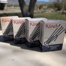 1065 Kirsch 1065- Nos 3.5 Inch Slip On Steel Drapery Curtain Hooks 1/2 Drop Pinch Pleat Drape