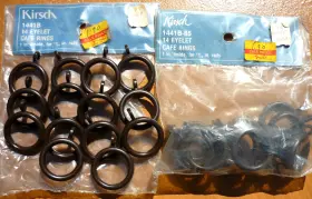 1441b-85 Kirsch 28 Vintage Dark Walnut 1 Inch Round Eyelet Cafe Rings For 13/16 Rods
