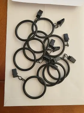1832053 Kirsch Designer Metal Drapery Rings Black With Eyelet And Removable Clip Qty 10