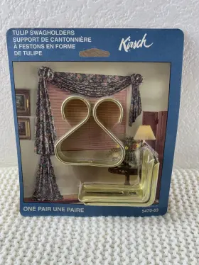 5470-63 Kirsch 5470.63 New Set Pair Tulip Curtain Swagholders Gold Tone Brass Cooper