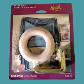 5480-91 Kirsch Vintage 3 3/4 Inch Unfinished Wood Scarf Ring Holdback Pair Drapery New