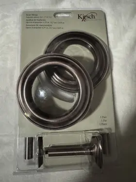 54804-115 Kirsch New Drapery Scarf Rings 1 Pair Solid Metal Bronze Color Sealed Vintage
