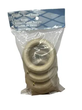 5502e.023 Kirsch Wood Trends 4 Distressed Cream Curtain Rod Rings For 2 Inch Dia. Pole Nip
