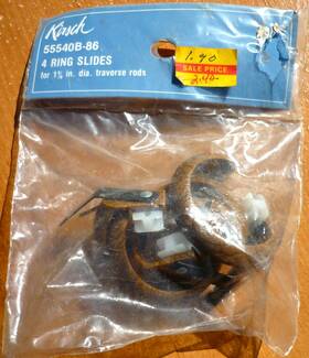 Kirsch 55540b-86 4 Vintage Oak Finish Traverse Rings Slides For Tam