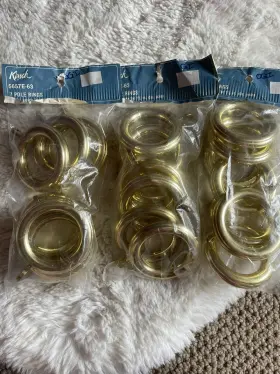 5657e-63 Kirsch Lot Of 3 New Old Stock Nos Pole Rings - 7 Pack Elegant Gold Tone Metal