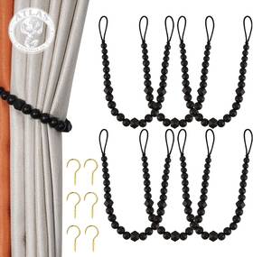 Klogtsind 313108248220 Wood Bead Curtain Tiebacks Set Of 6 Holdbacks For Thin Or Thi
