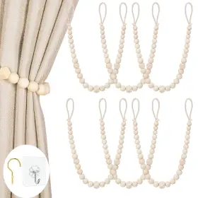 B09ntxz2tt Klogtsind Wood Bead Curtain Tiebacks Set Of 6 Holdbacks For Thin Or Thick Window Draperies