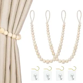 B09ntyvl5t Klogtsind Wood Bead Curtain Tiebacks Set Of 2 Holdbacks For Thin Or Thick Wind