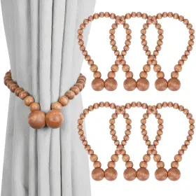 Bead0016 Klogtsind Magnetic Curtain Tiebacks Tie Backs For Curtains 6 Pack Wood Bead C