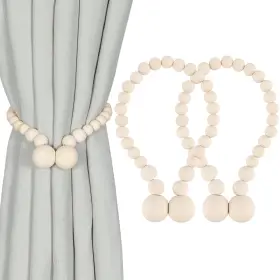 Bead1001 Klogtsind Magnetic Curtain Tiebacks Tie Backs For Curtains 2 Pack Wood Bead C